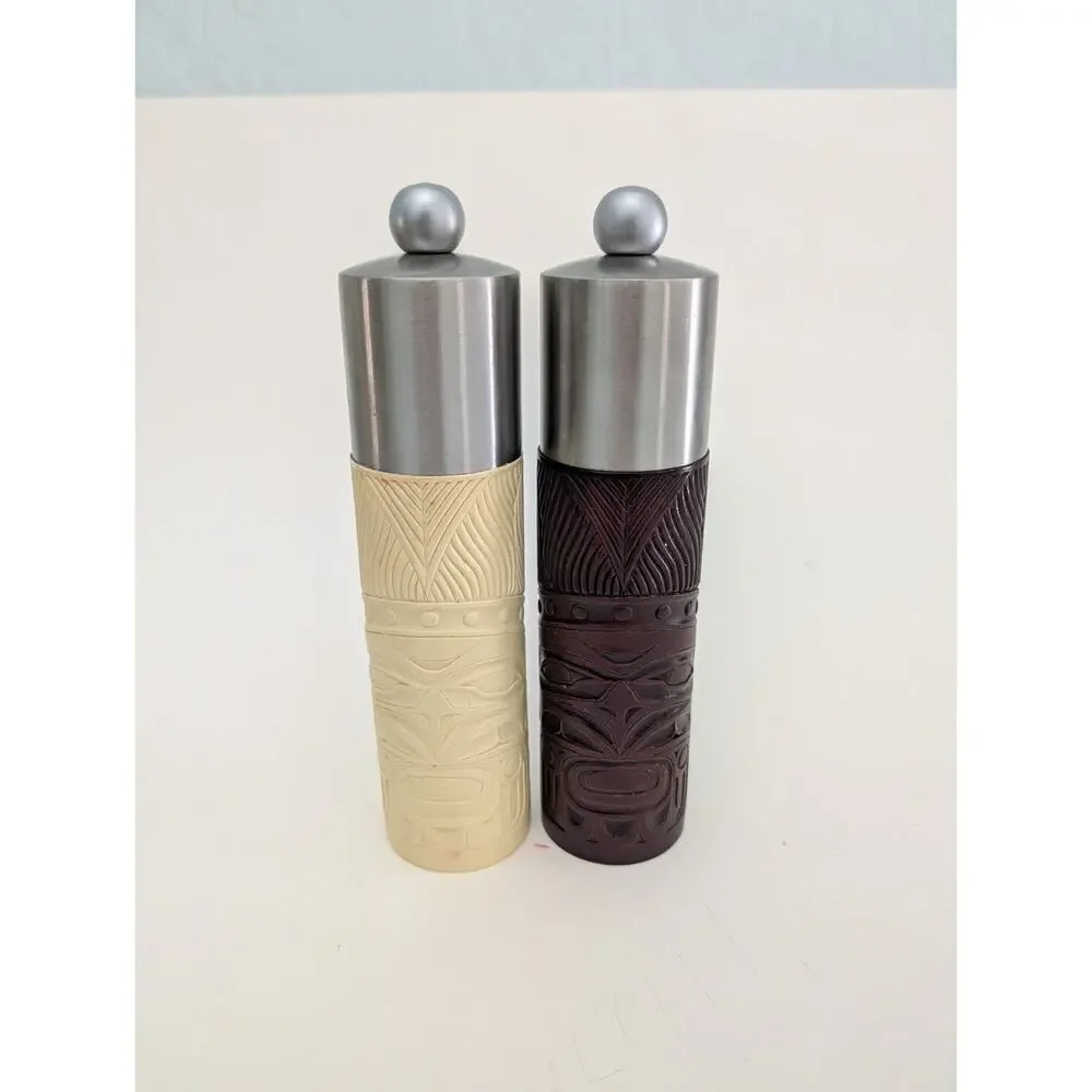 Set Of Boma Salt & Pepper Grinders Mill Chief & Princess / Raven Mark Garfield